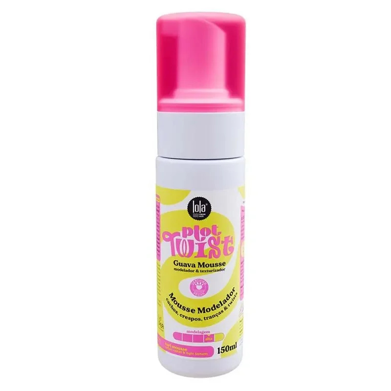 Mousse modelador Lola Cosmetics com embalagem colorida, ideal para definir cabelos ondulados.