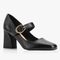 Scarpin Fivela Couro Preto