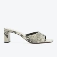 Sandália Mule Salto Bloco Baixo Animal Print