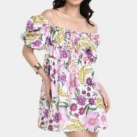 Vestido Farm Curto Banana Flor - Off White