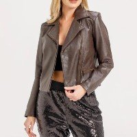 Jaqueta Jack de Couro Feminina - Marrom