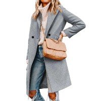 Pea Trench Coat Tanming, mistura de lã feminina, cinza claro XS