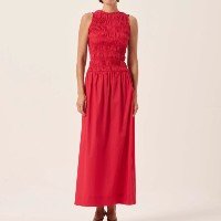 Vestido Gola Lastex Vermelho