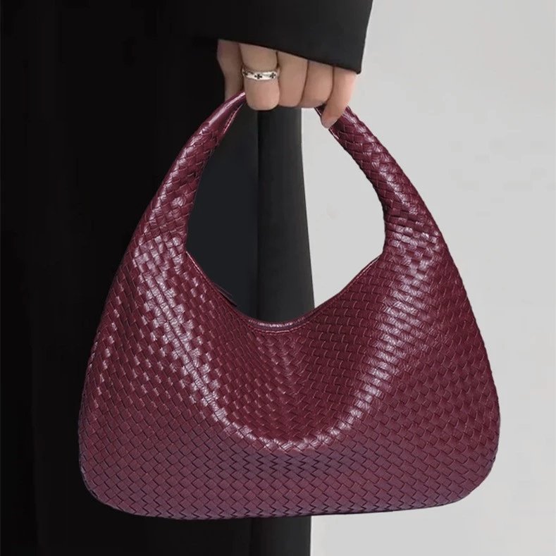 Bolsa Trançada De PU Nas Axilas Tote De Grande Capacidade Para Mulheres Com