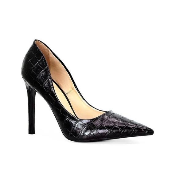 Sapato feminino scarpin salto alto fino croco - Taty Morena calçados