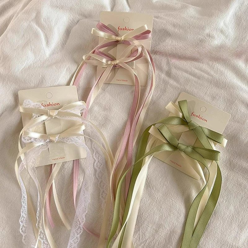 1Pcs Beautiful Sweet Gils Tassel Bowknot Duckbill Clip Hairpin Bangs Acessó