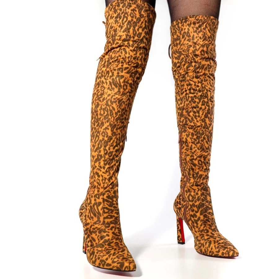 Bota Feminina Over The Knee Zariff Bico Fino Onça