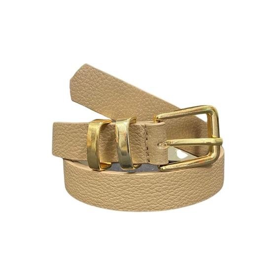 Cinto Feminino Couro Legítimo Fivela Dourada - Siah Moda Feminina