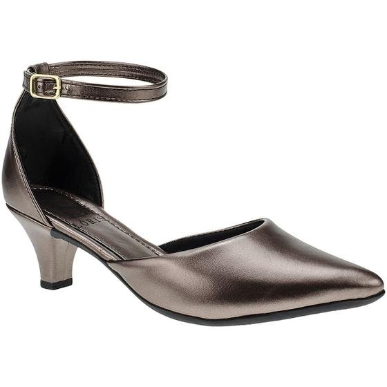 Sapato Feminino Scarpin Salto Baixo Bico Fino com Fivela Tornozelo 205-03 -