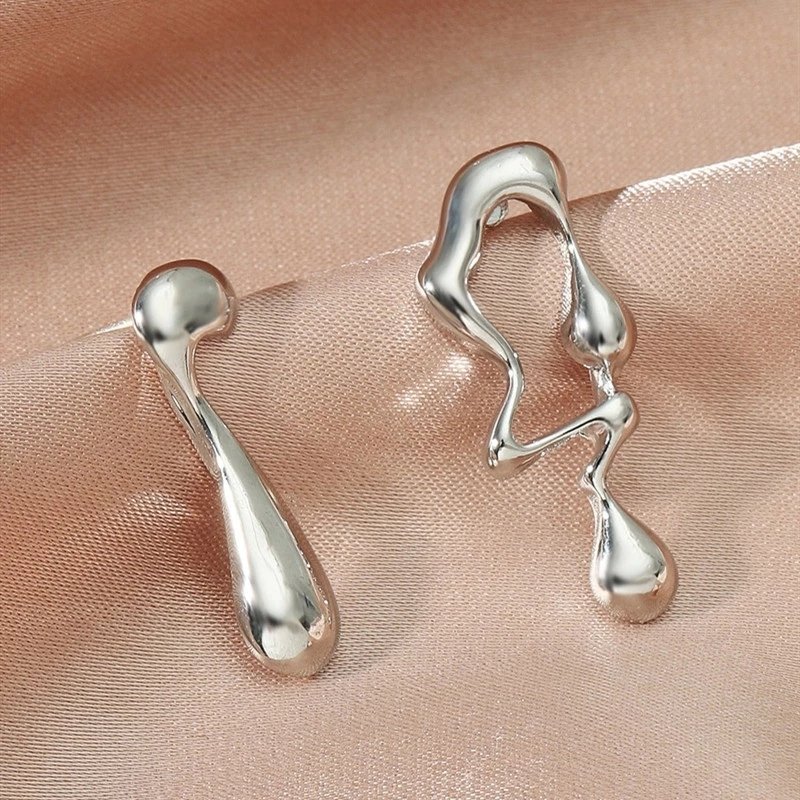 1 Par Moda Assimétrica Brincos De Gota D\'água Para Mulher Vinatge Punk Hip