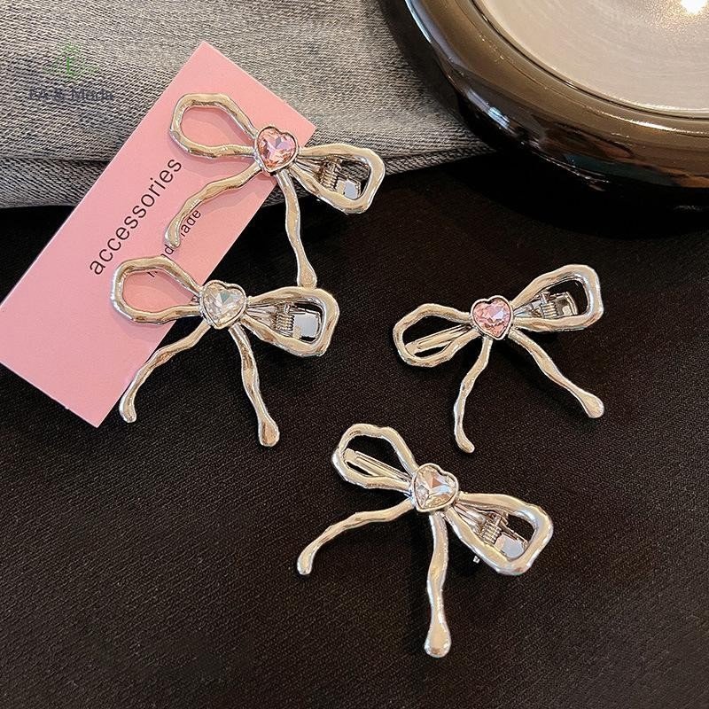 EA & Moda Metal Bowknot Coração Cristal Presilhas Hairpin Feminino Elegante