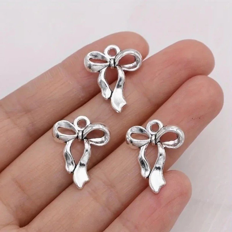 10Pcs Pingentes de Encanto em Arco com Banho de Prata para Jóias e Bijuteri