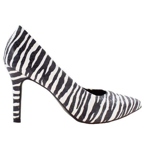 Scarpin Salto Alto Fino 9cm Zebra Branca ER352 - EMÍLIA RIBEIRO