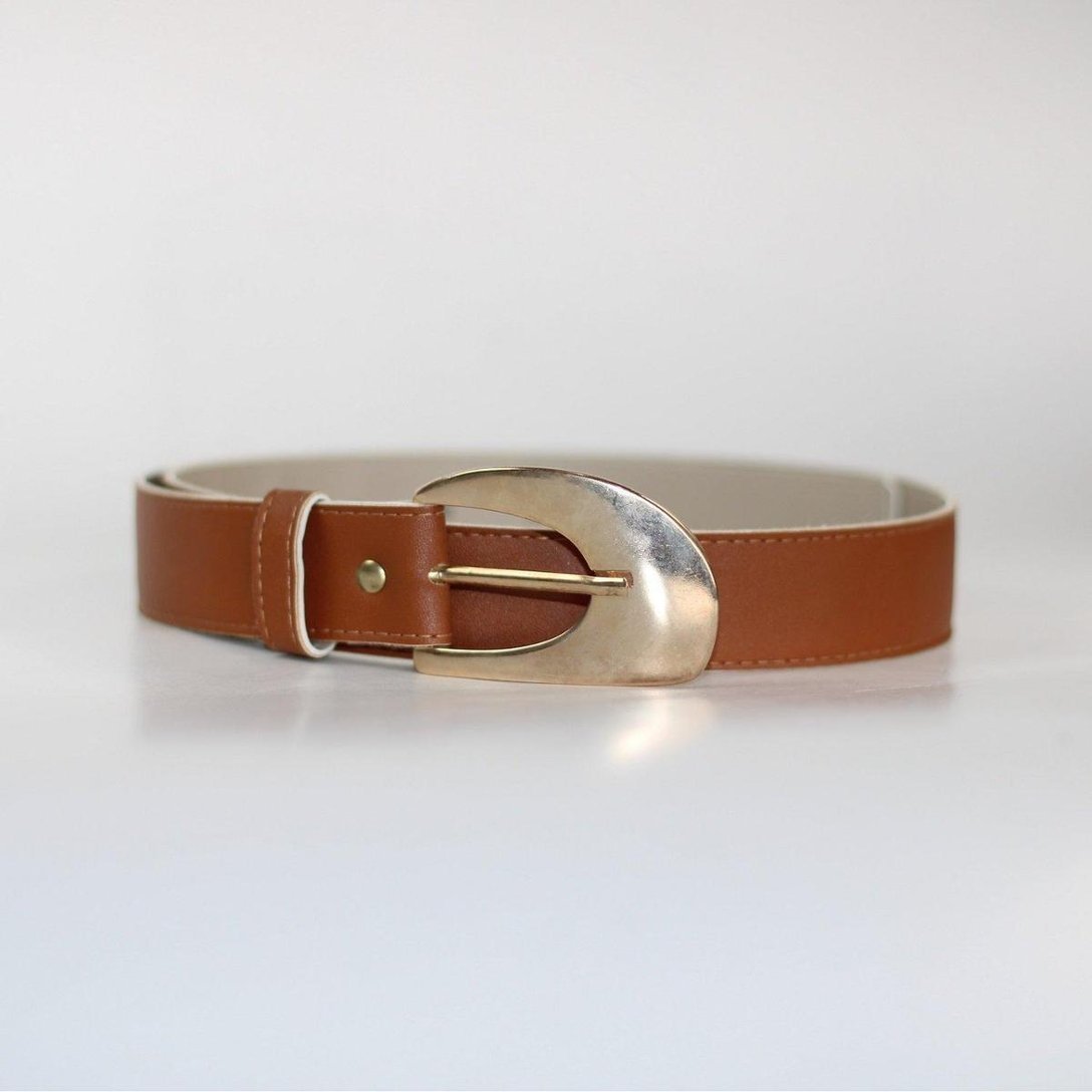 Cinto Feminino Médio Veneza Fivela Dourada Caramelo - Caramelo