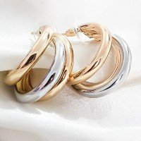 Argola Tripla Diana Argola Blogueira Tripla Brinco Feminino Folheado A Ouro