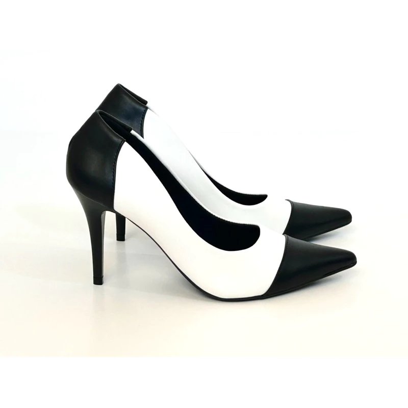Sapato Scarpin Feminino Preto com Branco Calçado feminino Confortável Scarp