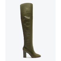 Bota Verde Schutz Montaria Over The Knee Salto Baixo Couro