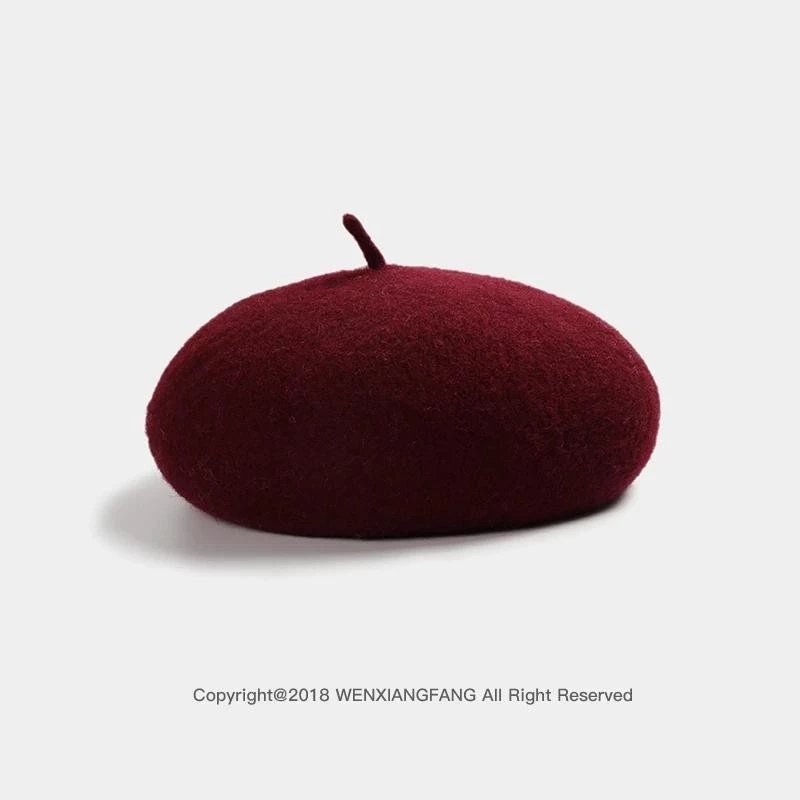 Boina Francesa Artista Lã Quente Inverno Gorro Chapéu Vintage Feminino Meni