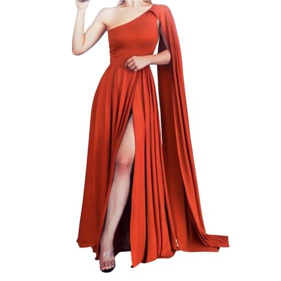Sônia Anair Vestido Longo Festa Madrinha Casamento Manga Capa Longa, Ombro