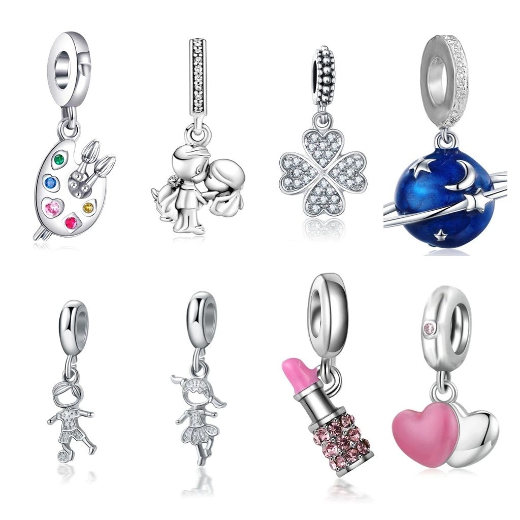 Berloque Amuletos De Prata 925 Trevo Tartaruga Marinha Cereja Acessórios Br