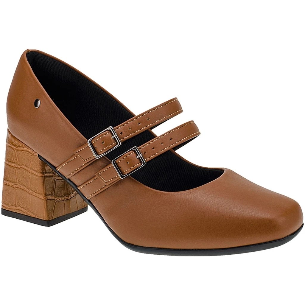 mall inline badgeScarpin Feminino com Fivela Bico Quadrado Salto Croco Bloc