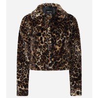 Jaqueta Cropped Pesada com Pelinhos e Estampa Animal Print Onça Marrom