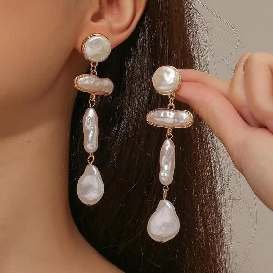 Brincos De Pérola Com Borla Longa Retrô De Alta Qualidade, Moda Barroca Irr