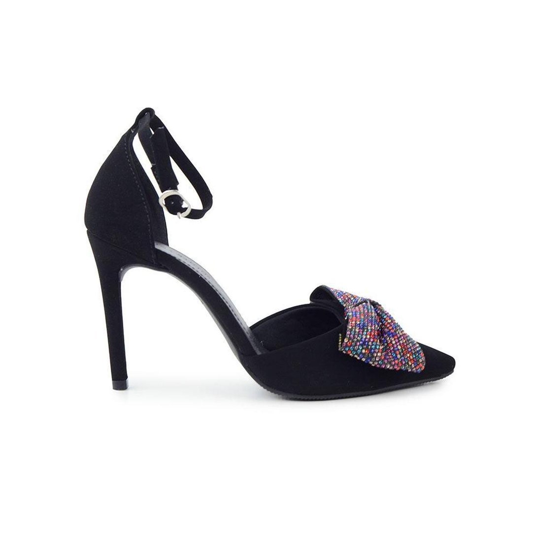 Sapato Feminino Suzana Santos Scarpin Nobuck Akon Preto 3645 - Preto