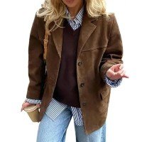 Jaqueta MANGMAO Suede Brown de material sintético de tamanho grande para mu