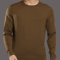 Tricot Masculino Gola Careca em Lã Merino Calvin Klein Caqui Medio