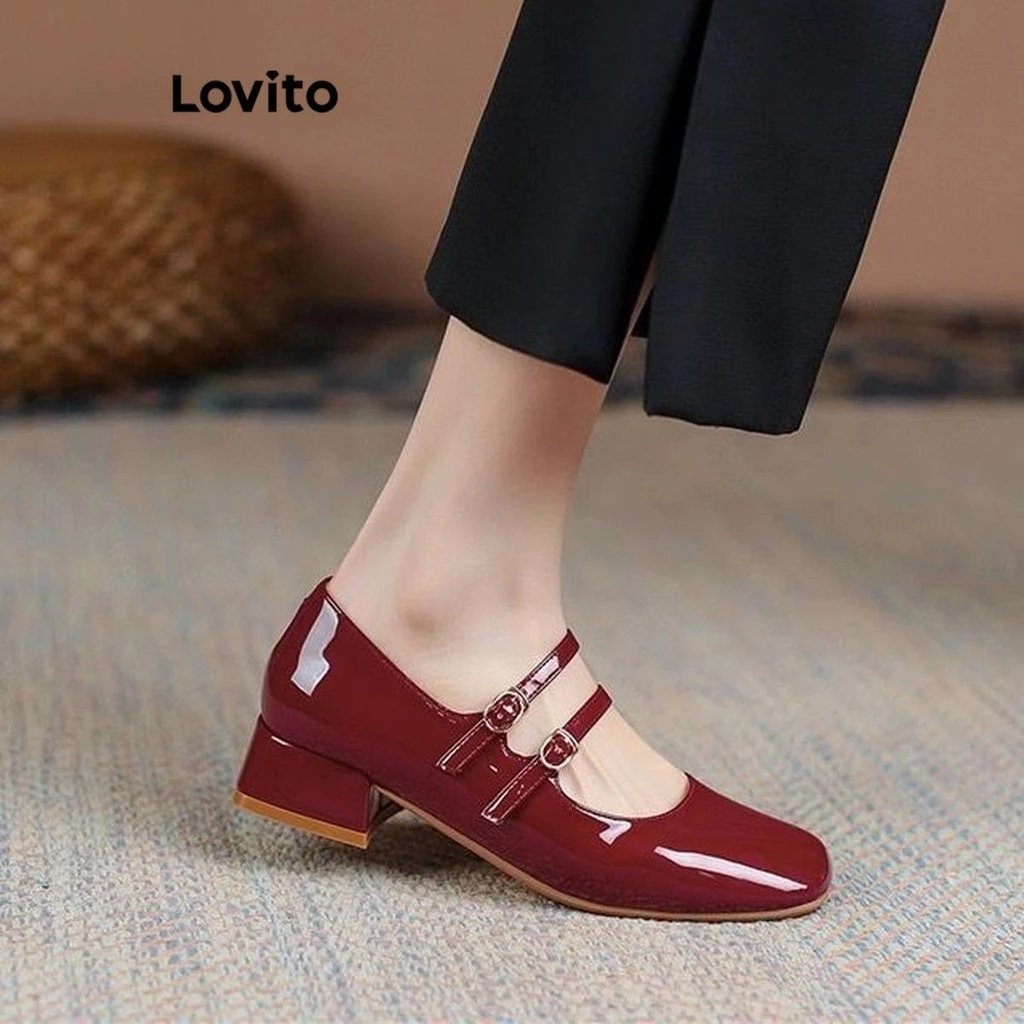 Lovito Sapatos rasos Vintage liso com couro envernizado Ma
