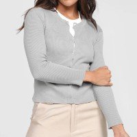 Cardigã Canelado The Style Box Feminino - Cinza