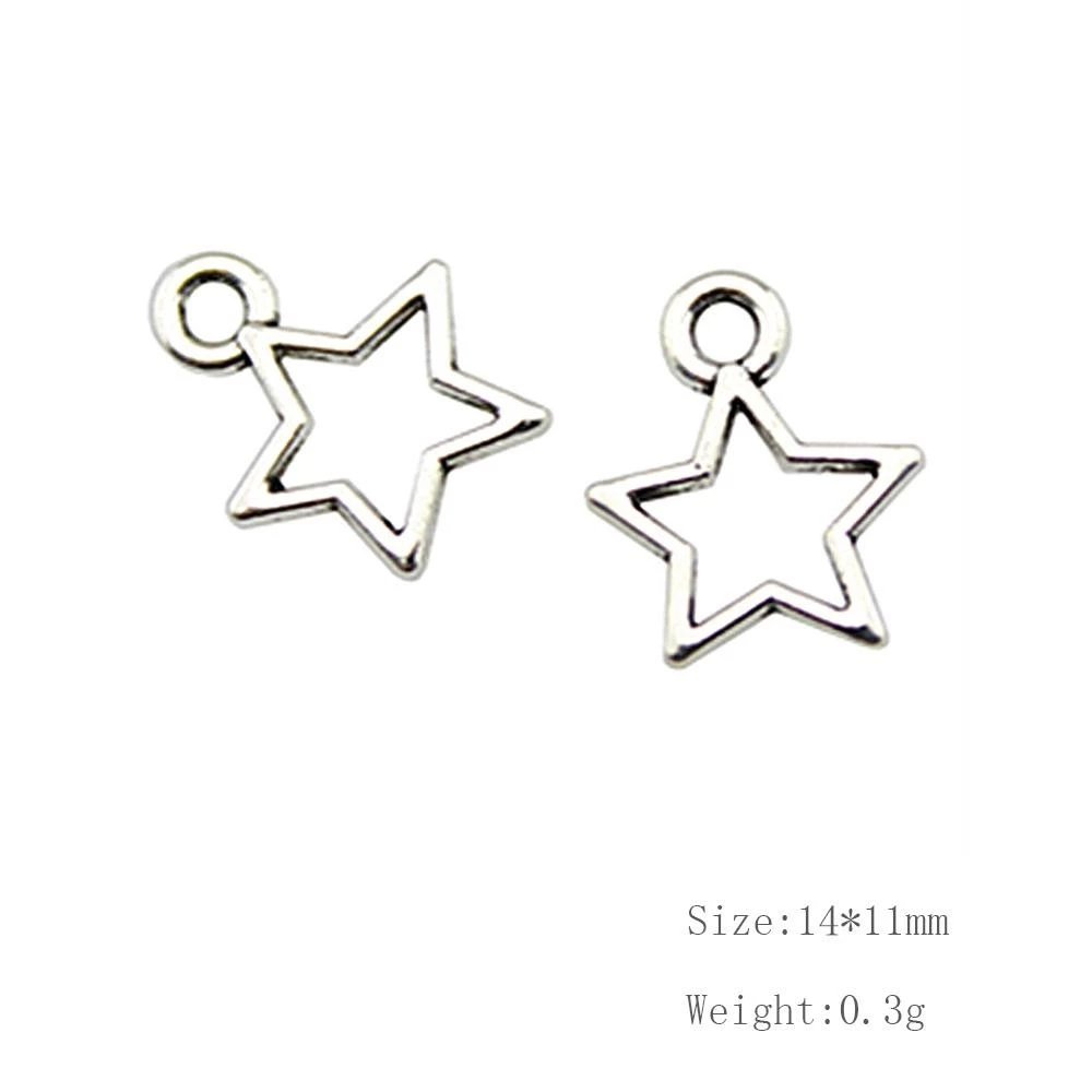 40 Peças Pingentes De Encanto Estrela Oca Para A Fabricação De Jóias Artesa