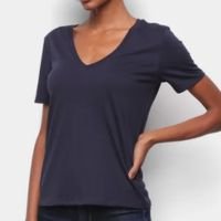 Blusa Hering Básica Gola V Feminina - Marinho