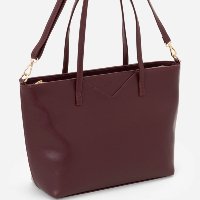 Bolsa Grande Shopper com Detalhe de Recorte Satinato Vermelha Vinho