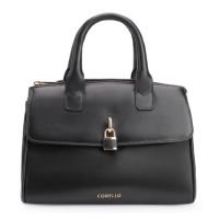 Bolsa Tote Cadeado Couro Preto