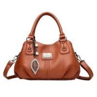 Bolsa Feminina De Couro De Três Camadas De Grande Capacidade Elegante Bolsa