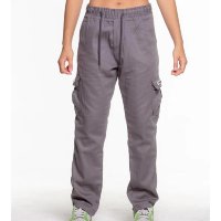 Calça Rich Young Cargo Feminina Boca Larga Cinza Chumbo