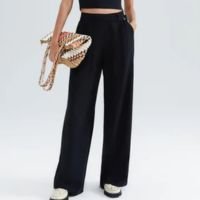 Calça Feminina Reta Cintura Alta Peach Touch - Caqui 034 - Preto