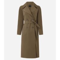 Casaco Trench Coat em Tricoline com Botões e Cinto Marrom