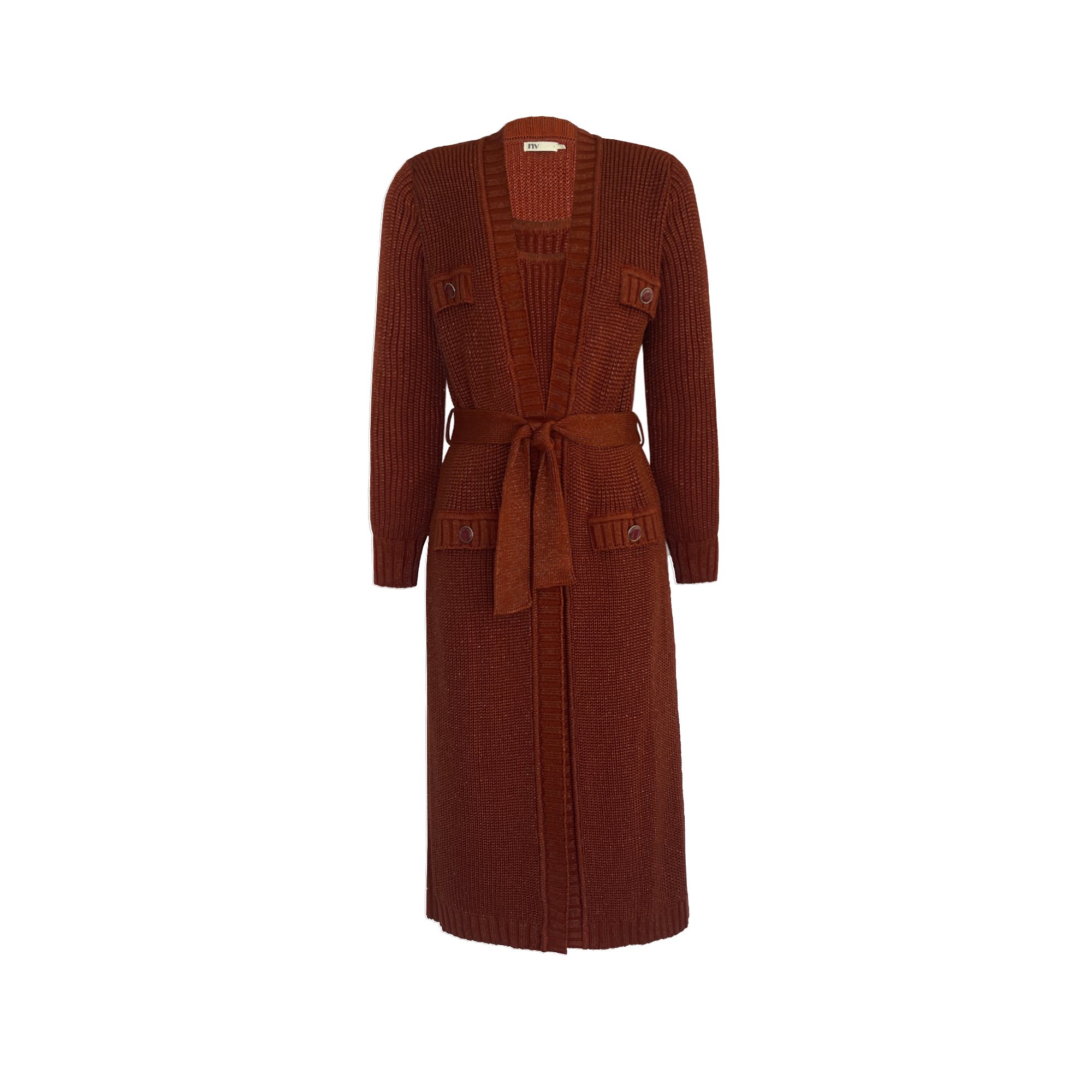 Twin Set Tricot Longo Tamy - Marrom Almond