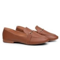 Mocassim Feminino Bico Redondo Da Peça Fina Em ABS - Eleve