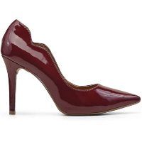 Scarpin Marsala Verniz Salto Alto Fino