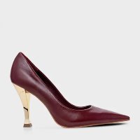 Scarpin Carrano Salto Fino Stiletto Couro Vinho Mahogany