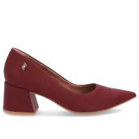 Scarpin Salto Bloco Couro Vermelho Bico Fino - Usaflex