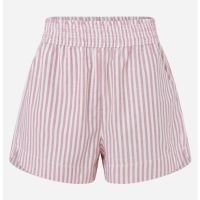 Short Runner em Sarja com Listras e Cós Elástico Rosa