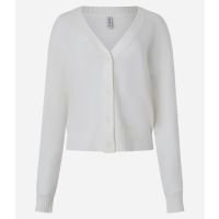 Cardigan Curto em Tricô com Botões Branco