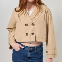 trench coat cropped caqui