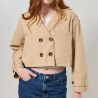 trench coat cropped caqui