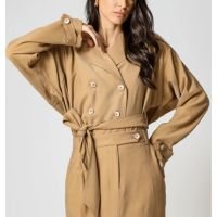 TRIMIX Trench Cropped Com Faixa - Castor Trench Cropped Com Faixa - CASTOR
